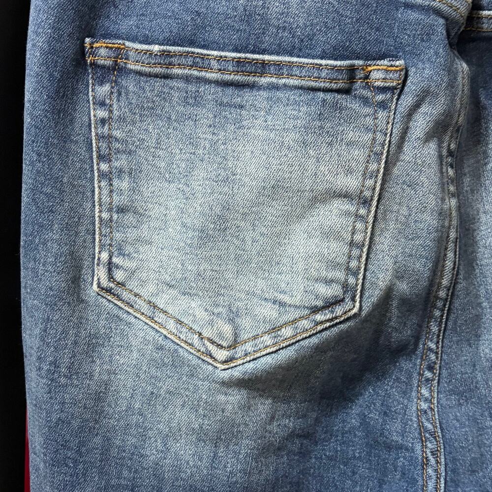 Risen Los Angeles‎ Distressed Raw Hem Straight Leg Jeans 32 15 Blue High Rise - Picture 10 of 13